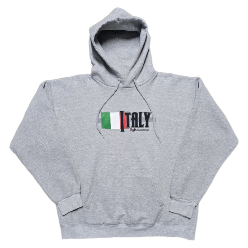 90s Vintage Walt Disney World Epcot Italy Hoodie Mens M Sweatshirt Gray Pullover